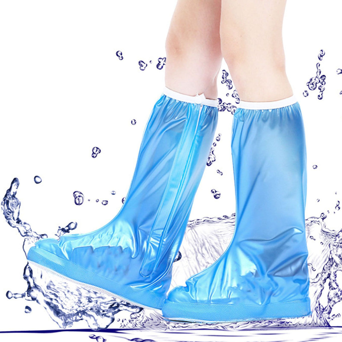 Rain Shoe Cover PVC High Waterproof Thickened Sole Anti Slip Foldable Rain Boot Shoe Cover for Men Women Outdoor Blue XXL