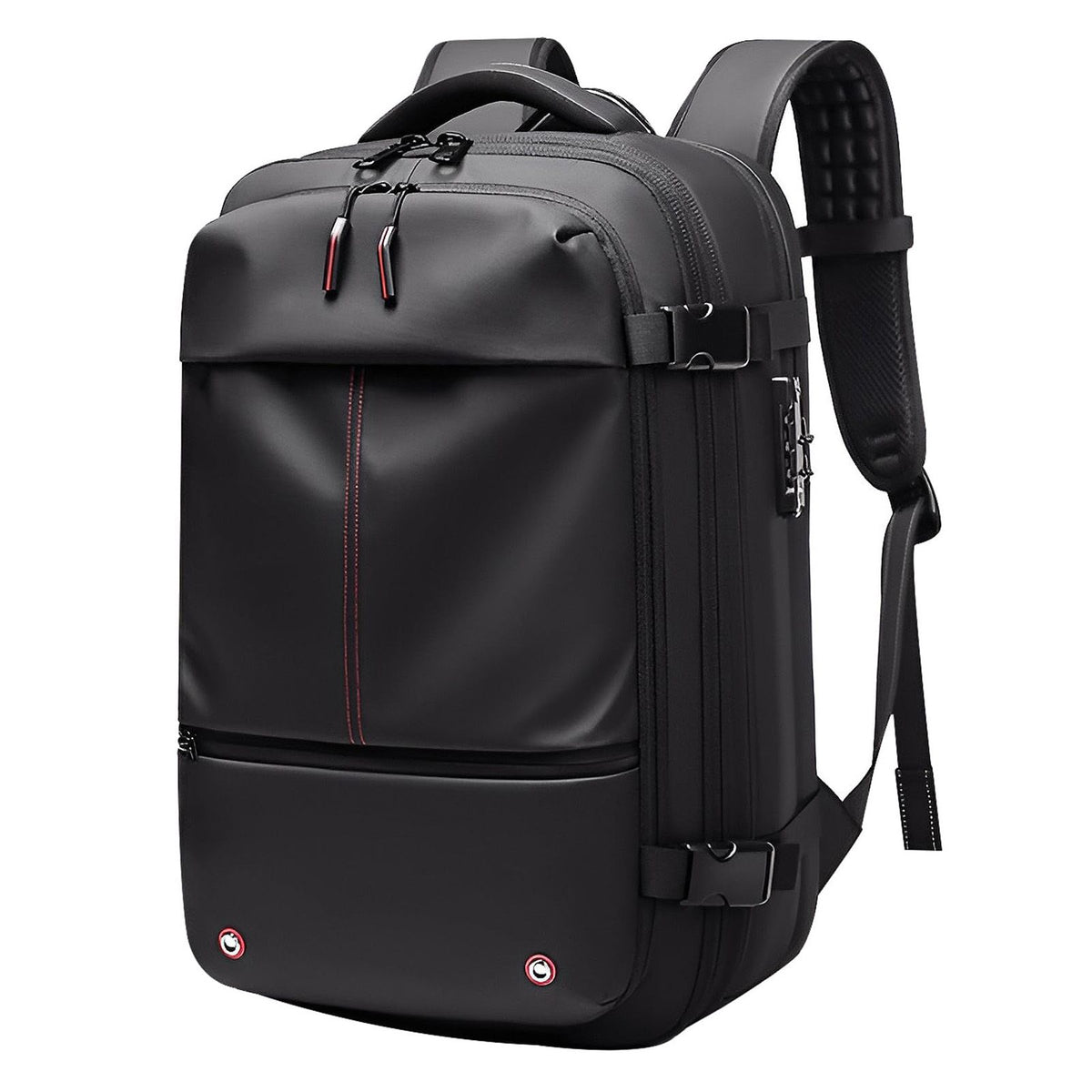 Vacuum Backpack 19 Inch Large Capacity Stylish Casual Waterproof Men Expandable Travel Backpack with Vacuum Pump for Travel Business Black
