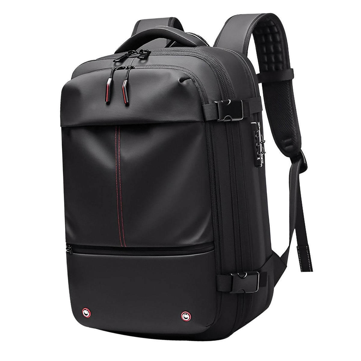 Vacuum Backpack 19 Inch Large Capacity Stylish Casual Waterproof Men Expandable Travel Backpack with Vacuum Pump for Travel Business Black