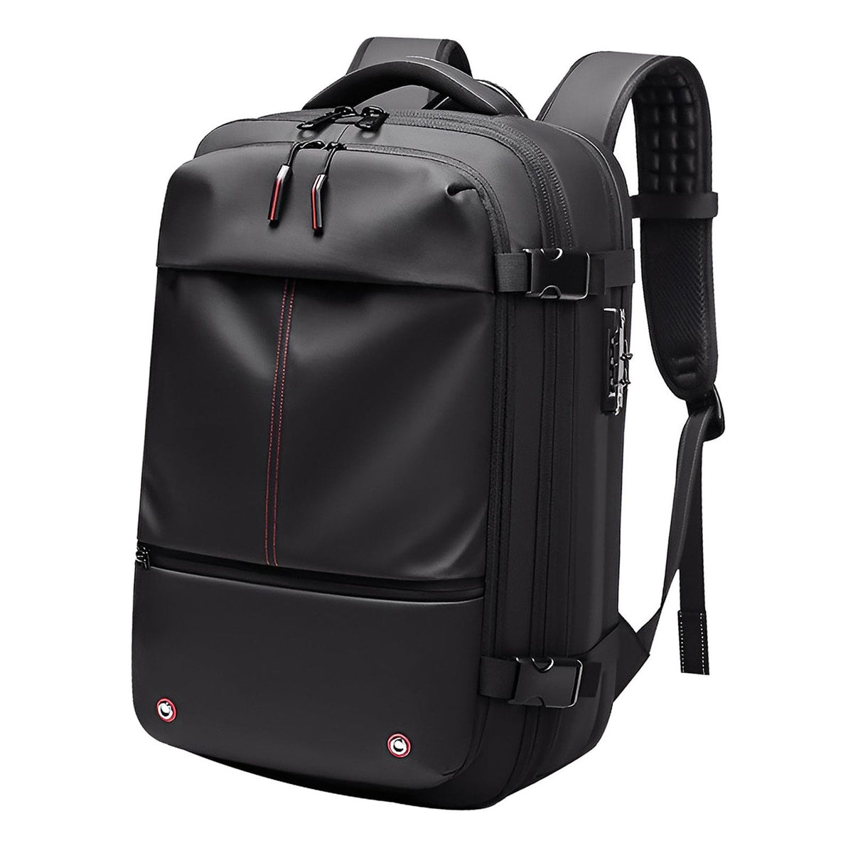 Vacuum Backpack 19 Inch Large Capacity Stylish Casual Waterproof Men Expandable Travel Backpack with Vacuum Pump for Travel Business Black