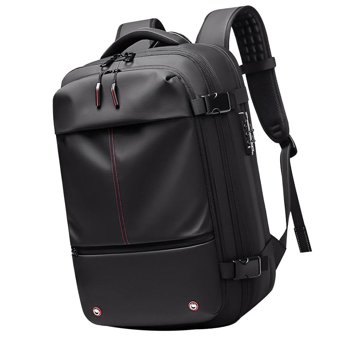 Vacuum Backpack 19 Inch Large Capacity Stylish Casual Waterproof Men Expandable Travel Backpack with Vacuum Pump for Travel Business Black
