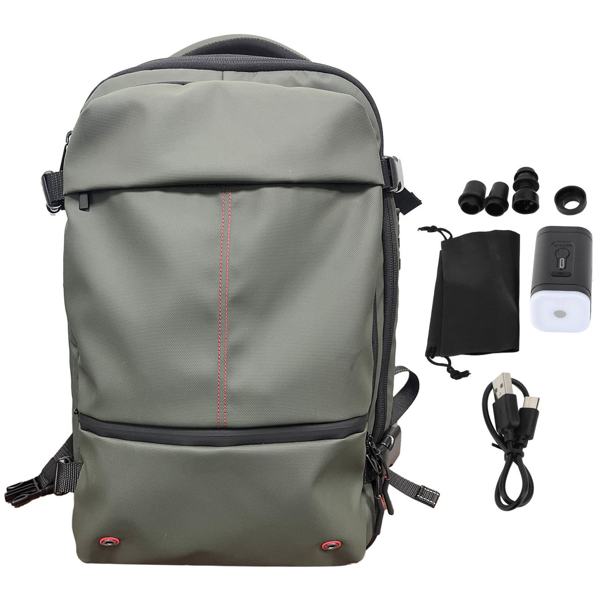 Vacuum Backpack 19 Inch Large Capacity Stylish Casual Waterproof Men Expandable Travel Backpack with Vacuum Pump for Travel Business Green