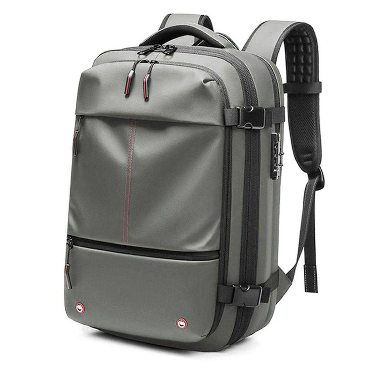 Vacuum Backpack 19 Inch Large Capacity Stylish Casual Waterproof Men Expandable Travel Backpack with Vacuum Pump for Travel Business Green