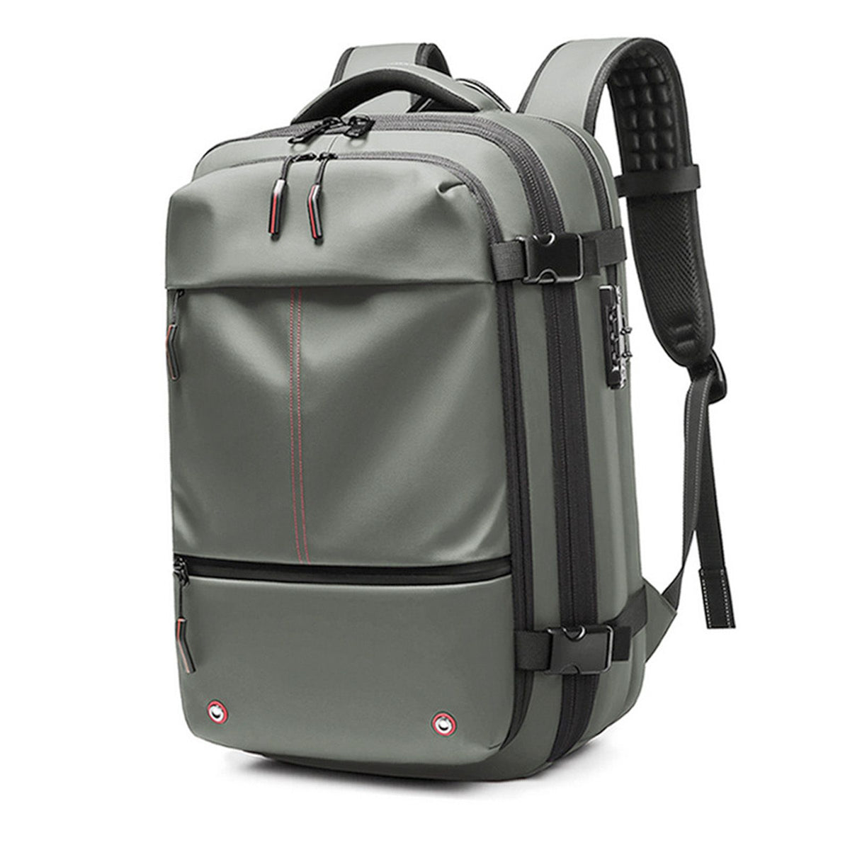 Vacuum Backpack 19 Inch Large Capacity Stylish Casual Waterproof Men Expandable Travel Backpack with Vacuum Pump for Travel Business Green