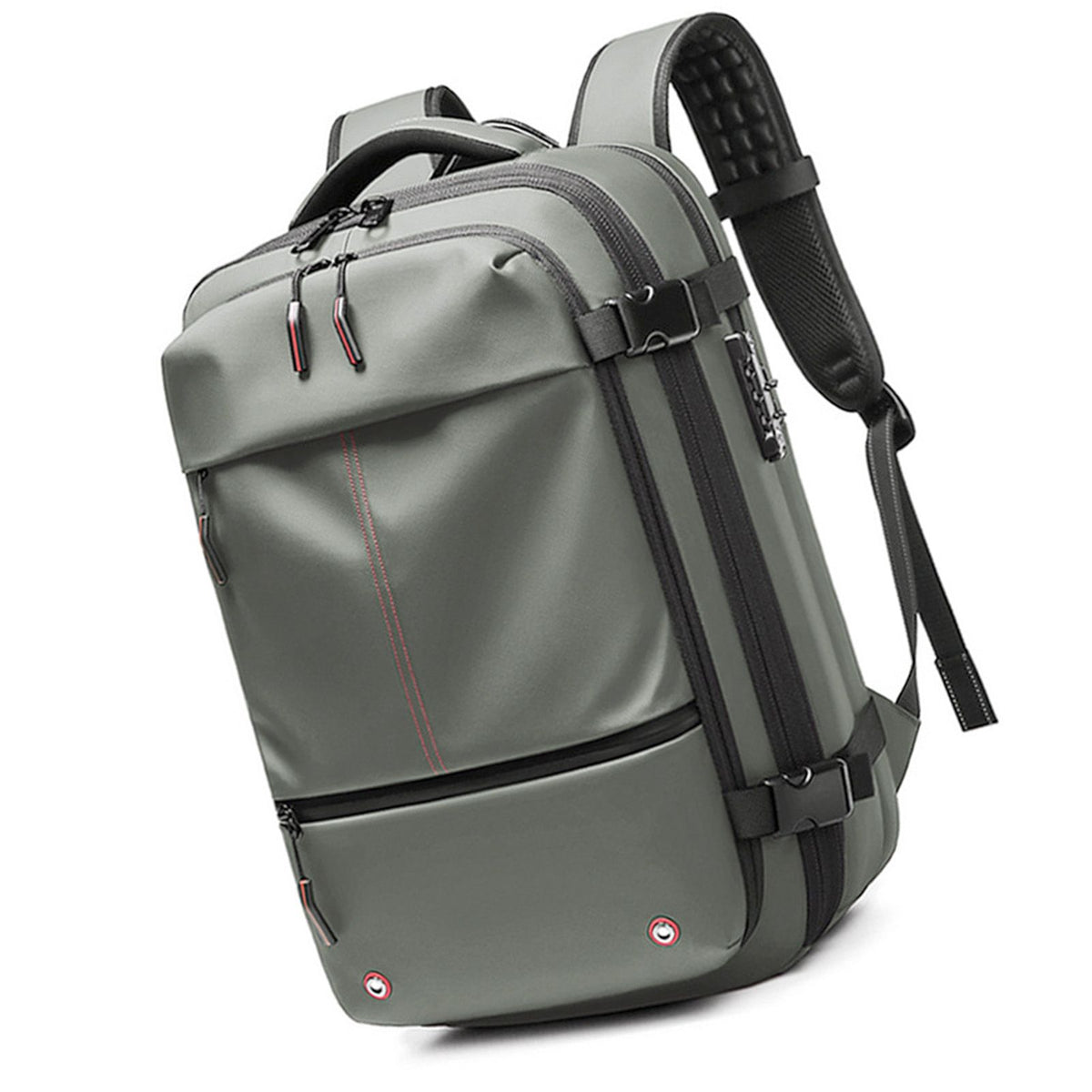 Vacuum Backpack 19 Inch Large Capacity Stylish Casual Waterproof Men Expandable Travel Backpack with Vacuum Pump for Travel Business Green