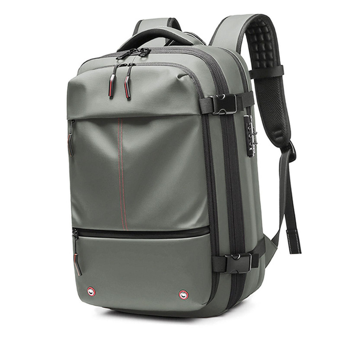 Vacuum Backpack 19 Inch Large Capacity Stylish Casual Waterproof Men Expandable Travel Backpack with Vacuum Pump for Travel Business Green