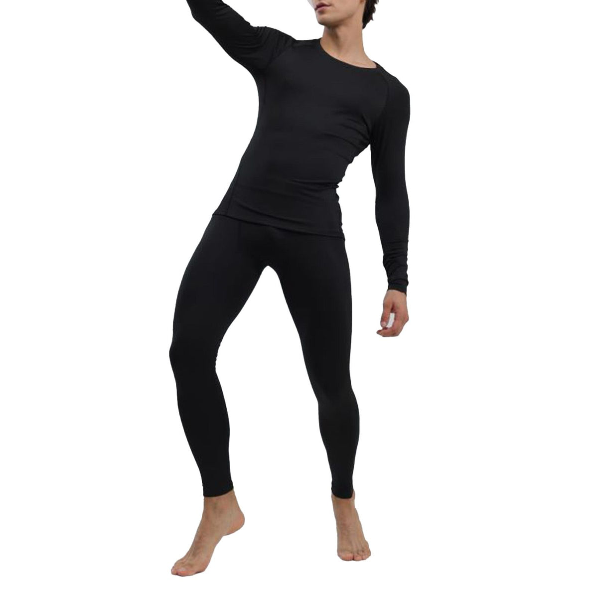 Men's Thermal Underwear Black Stylish Soft Close Fitting Men Cold Weather Top Bottom Set Base Layer for Autumn Winter M