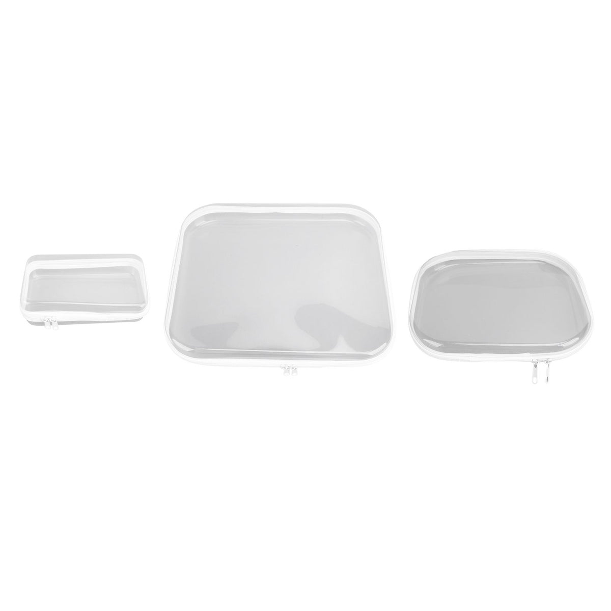 3pcs Zippered Hard Pouch PVC Clear Hard Shell Zipper Case Travel Bags for Building Blocks Puzzles Cosmetics Crafting Supplies