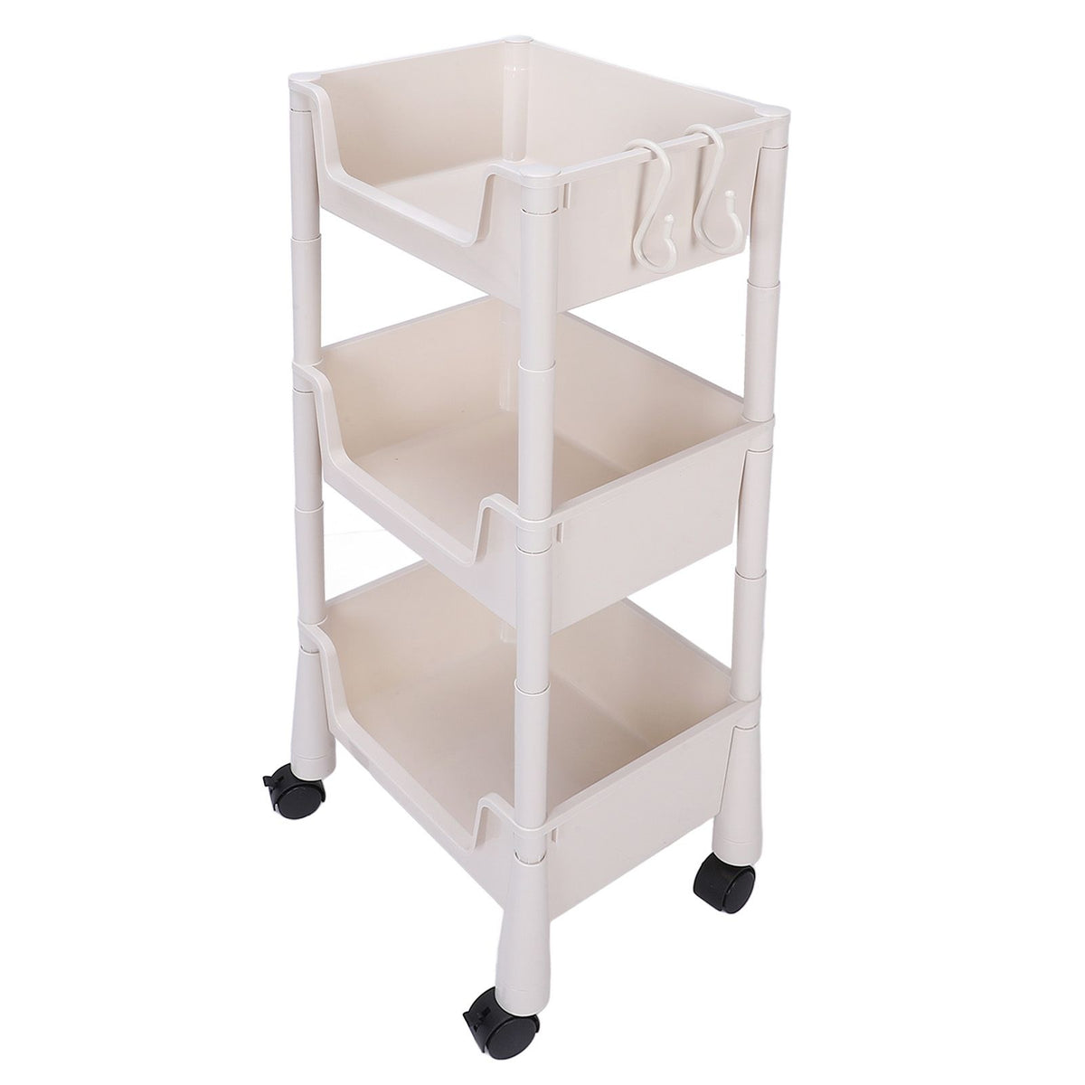 Mobile Utility Cart On Wheels Compact Movable Storage Book Shelves Trolley Rack Cart Organizer 3 Layers