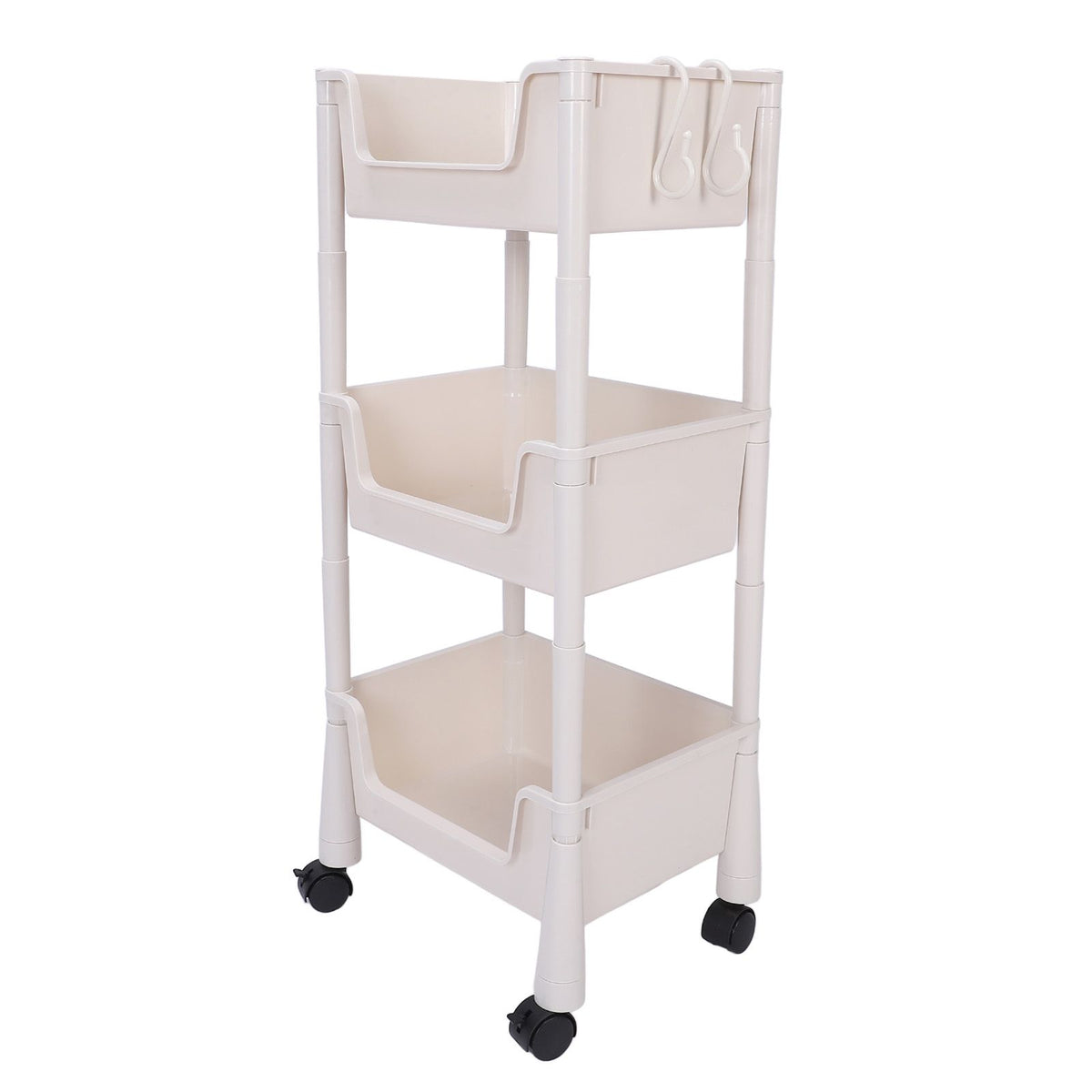 Mobile Utility Cart On Wheels Compact Movable Storage Book Shelves Trolley Rack Cart Organizer 3 Layers