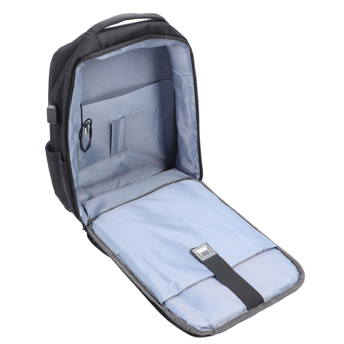 Backpack with USB Charging Port Black Water Resistant Anti Theft Password Lock Storage Backpack for Satellite Accessories Laptop