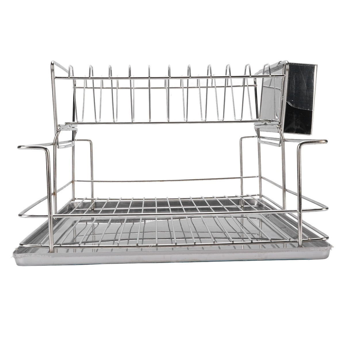 Dish Drying Rack Space Saving 2 Tier Dish Rack for Kitchen Counter Stainless Steel Dish Drainer with Cutlery Holder