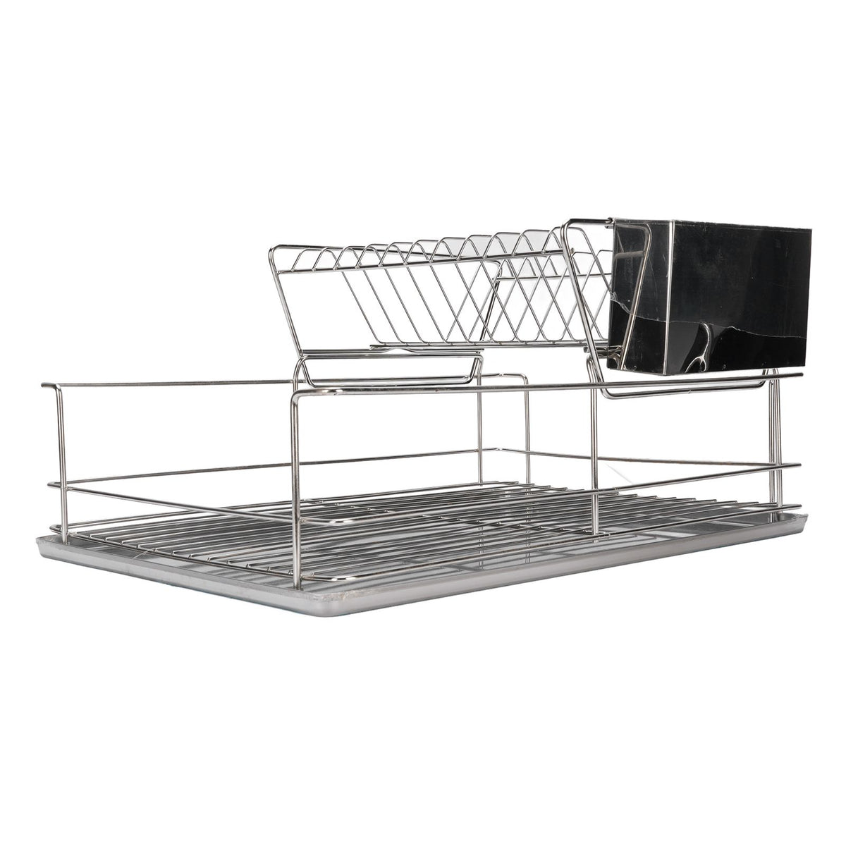 Dish Drying Rack Space Saving 2 Tier Dish Rack for Kitchen Counter Stainless Steel Dish Drainer with Cutlery Holder