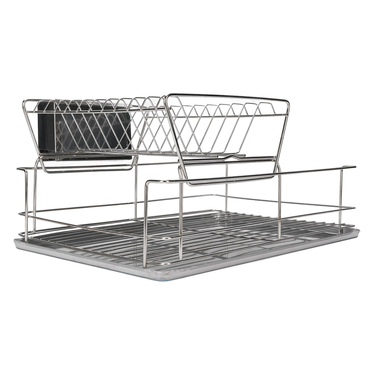 Dish Drying Rack Space Saving 2 Tier Dish Rack for Kitchen Counter Stainless Steel Dish Drainer with Cutlery Holder