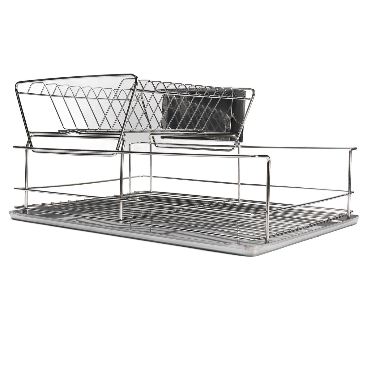 Dish Drying Rack Space Saving 2 Tier Dish Rack for Kitchen Counter Stainless Steel Dish Drainer with Cutlery Holder