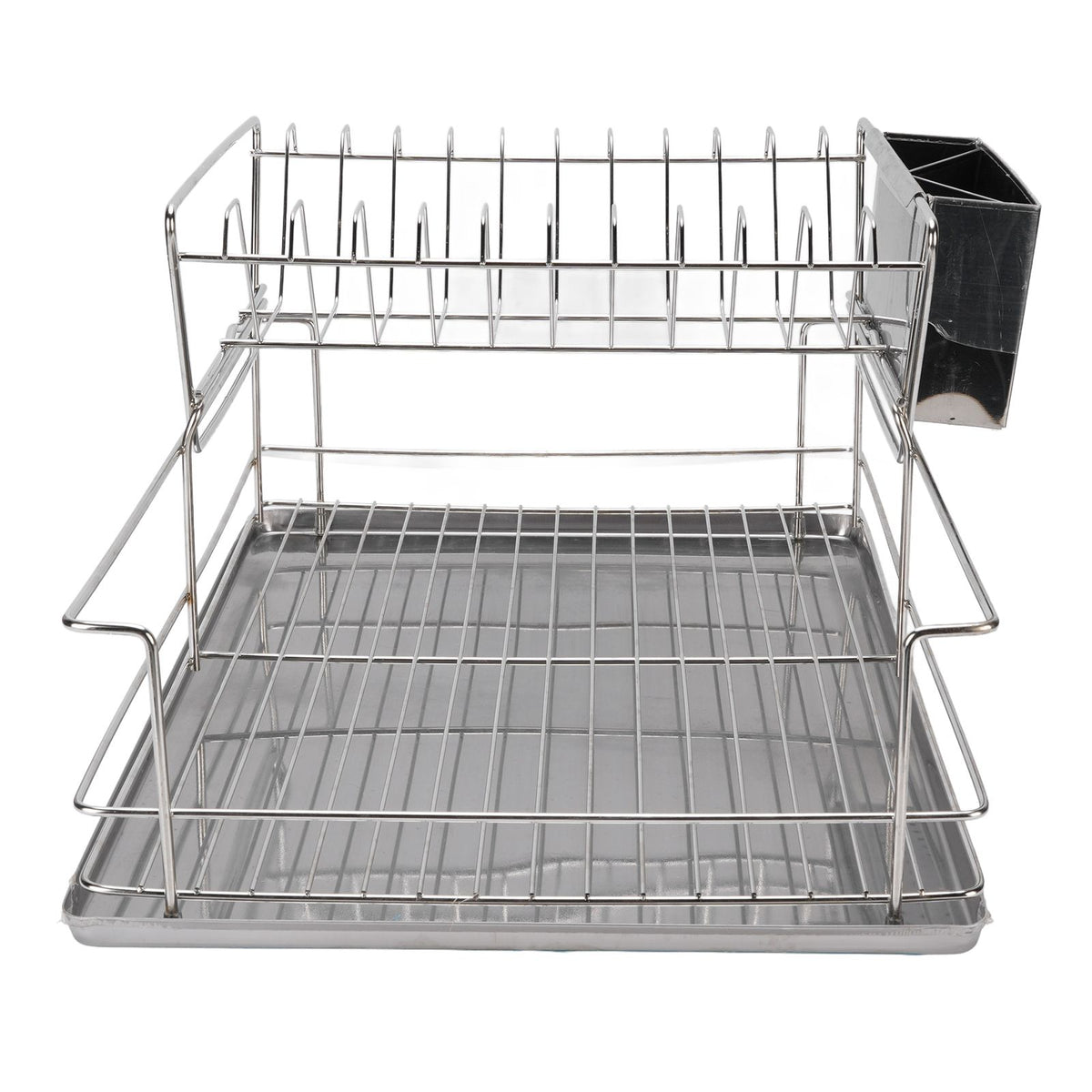 Dish Drying Rack Space Saving 2 Tier Dish Rack for Kitchen Counter Stainless Steel Dish Drainer with Cutlery Holder