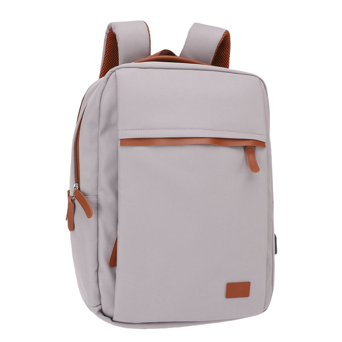 Travel Backpack with USB Charging Port Water Proof Men Women Suitcase Bag for 16 Inch Laptop 20-35L Capacity Light Grey