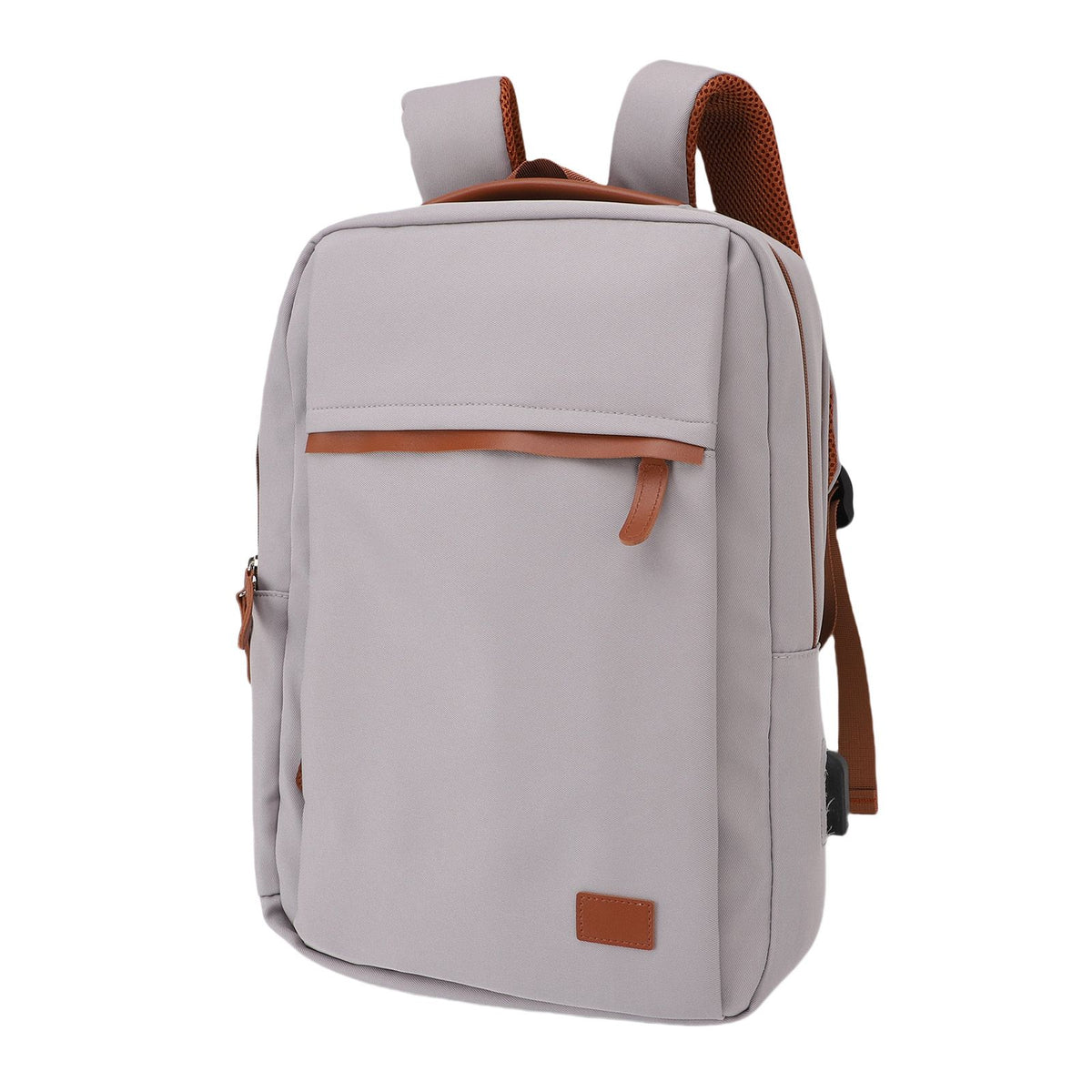 Travel Backpack with USB Charging Port Water Proof Men Women Suitcase Bag for 16 Inch Laptop 20-35L Capacity Light Grey