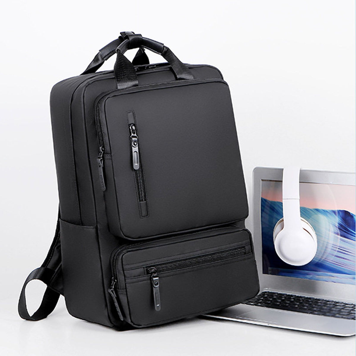 Laptop Backpack Waterproofing Oxford Cloth 20-35L 15.6 Inch Computer Bag Men Travel Business Backpack for College Work Black