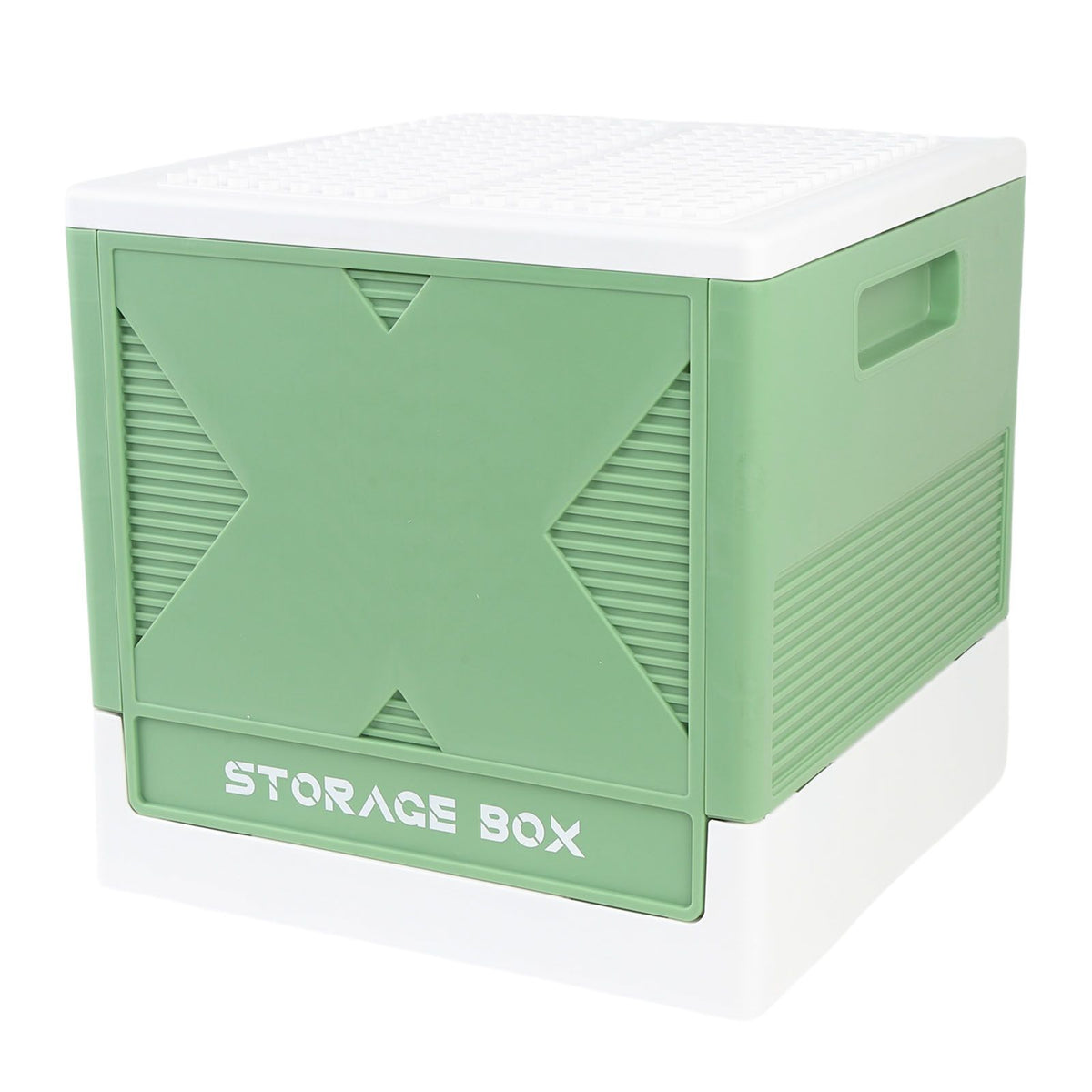 Toys Storage Box with Building Baseplate 37L Stackable Foldable Building Blocks Organizer Storage Container for Home Green