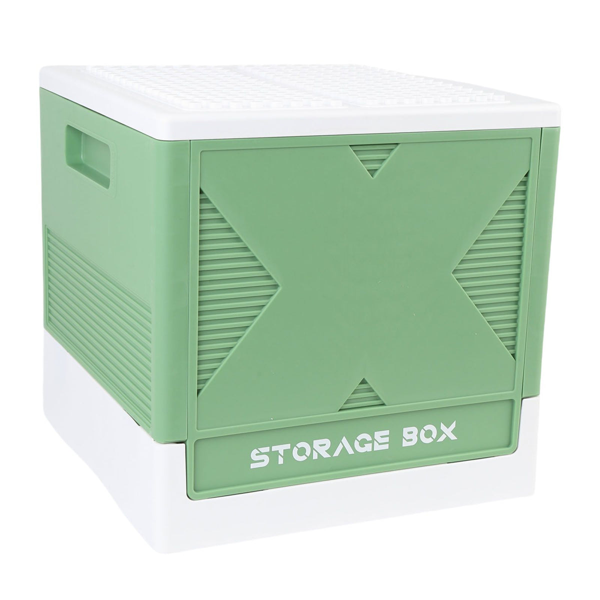 Toys Storage Box with Building Baseplate 37L Stackable Foldable Building Blocks Organizer Storage Container for Home Green