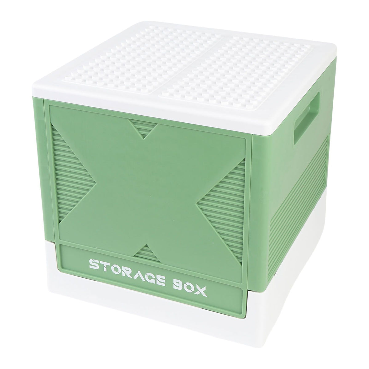 Toys Storage Box with Building Baseplate 37L Stackable Foldable Building Blocks Organizer Storage Container for Home Green
