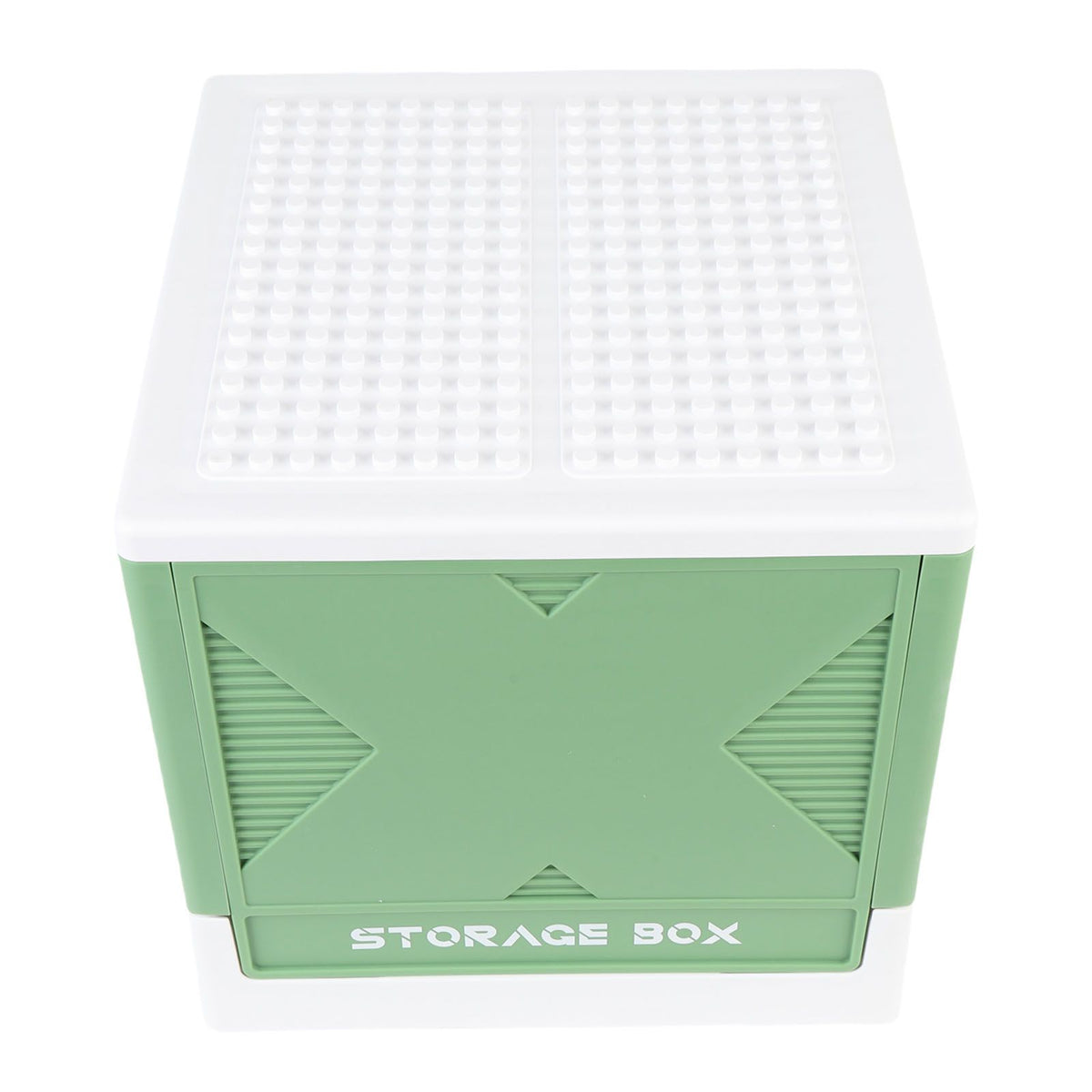 Toys Storage Box with Building Baseplate 37L Stackable Foldable Building Blocks Organizer Storage Container for Home Green