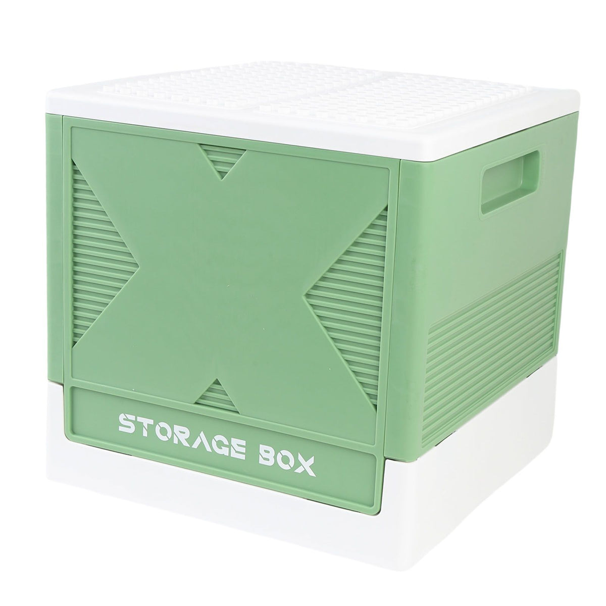 Toys Storage Box with Building Baseplate 37L Stackable Foldable Building Blocks Organizer Storage Container for Home Green