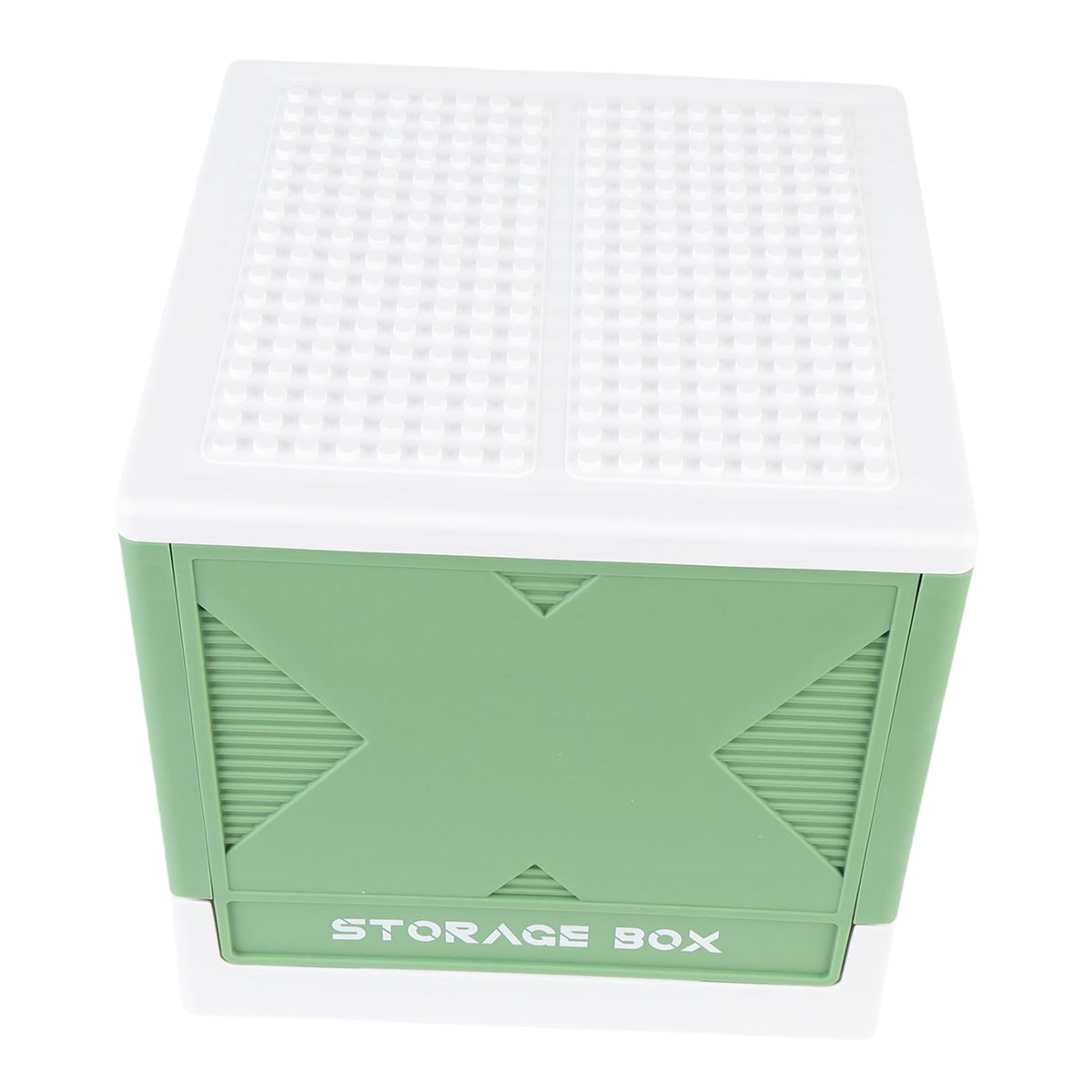 Toys Storage Box with Building Baseplate 37L Stackable Foldable Building Blocks Organizer Storage Container for Home Green