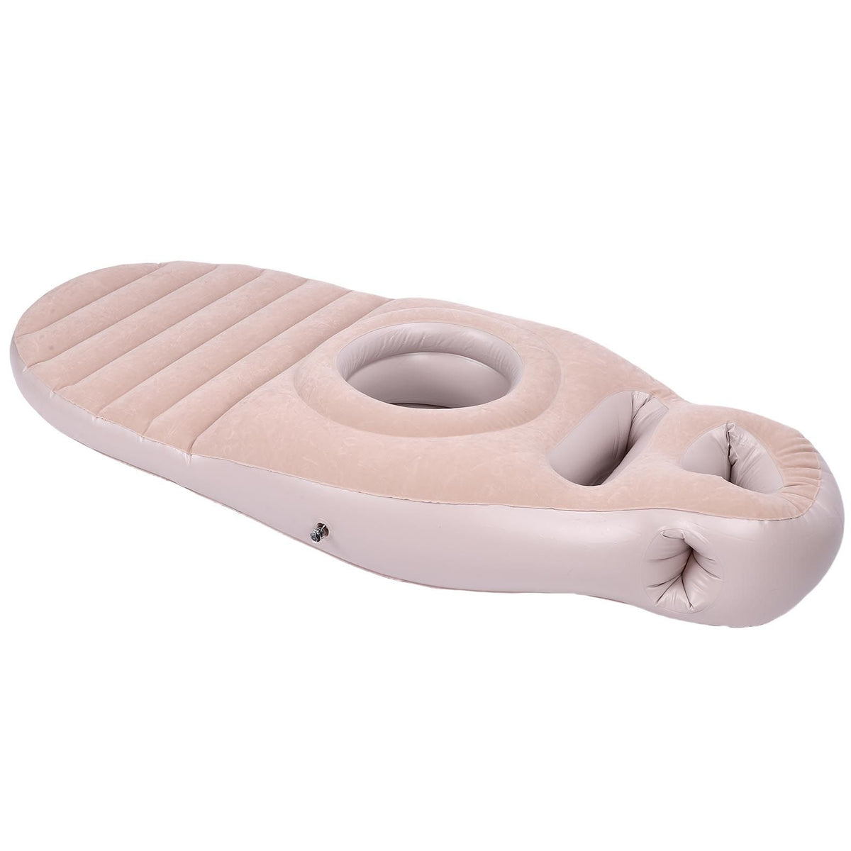 Full Body Pillow with Belly Hole Comfortable Lightweight PVC Inflatable Pool Float for Sleeping Support Grey