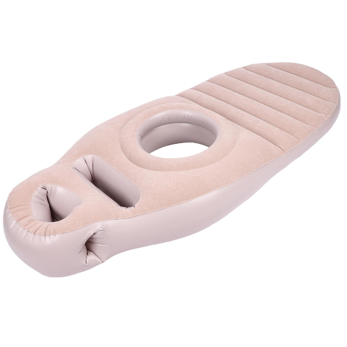 Full Body Pillow with Belly Hole Comfortable Lightweight PVC Inflatable Pool Float for Sleeping Support Grey