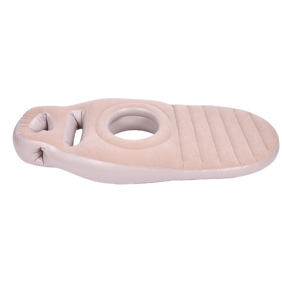Full Body Pillow with Belly Hole Comfortable Lightweight PVC Inflatable Pool Float for Sleeping Support Grey