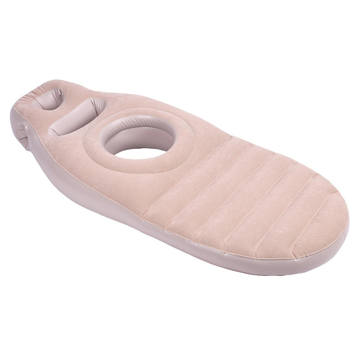 Full Body Pillow with Belly Hole Comfortable Lightweight PVC Inflatable Pool Float for Sleeping Support Grey