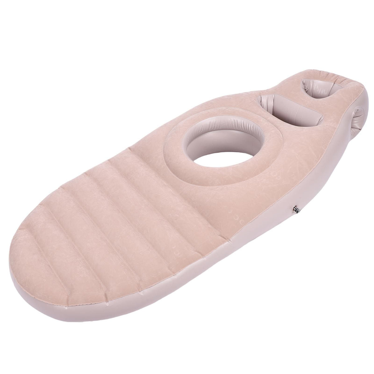 Full Body Pillow with Belly Hole Comfortable Lightweight PVC Inflatable Pool Float for Sleeping Support Grey
