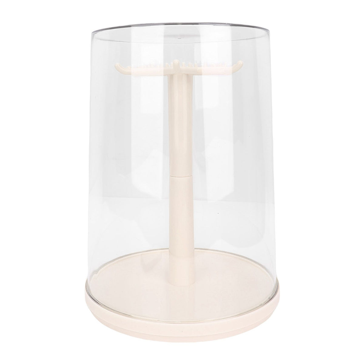 Doll Rotating Clear Display Case Transparent Figures Doll Protective Storage Box for Doll Collection White