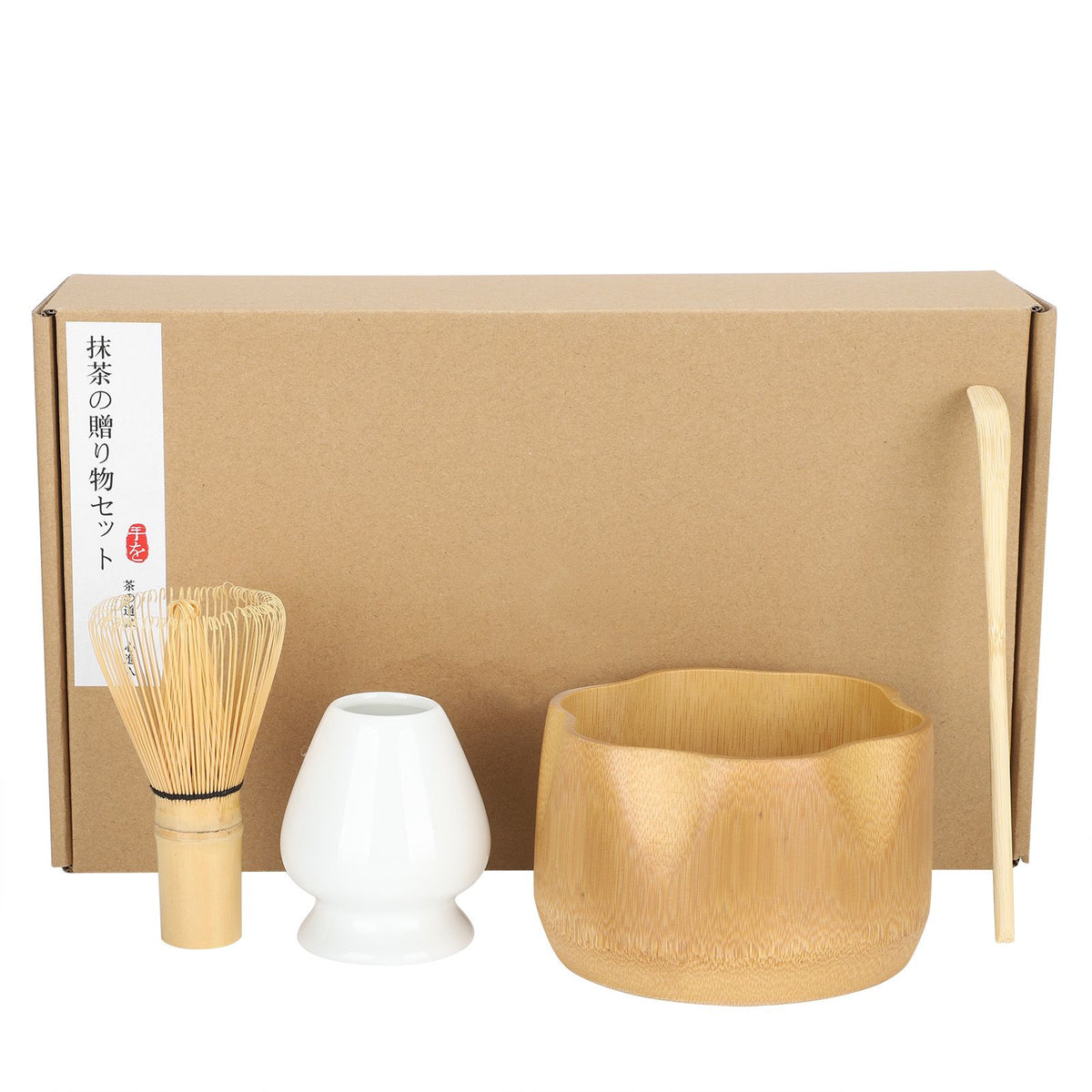 Matcha Making Tool Set Bamboo Tea Whisk Tea Scoop Bowl Ceramic Tea Whisk Holder Teaware Set