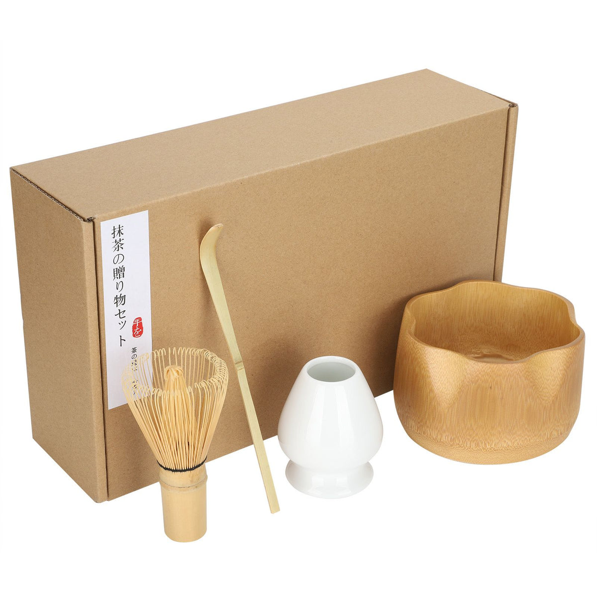 Matcha Making Tool Set Bamboo Tea Whisk Tea Scoop Bowl Ceramic Tea Whisk Holder Teaware Set