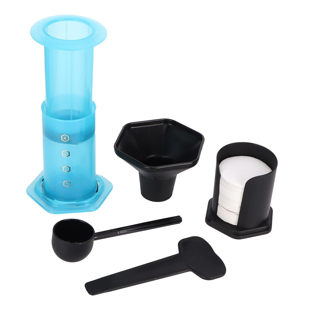 Coffee Press Portable Coffee Maker Household Press Drip Coffee Machine with 400Pcs Filter PaperBlue