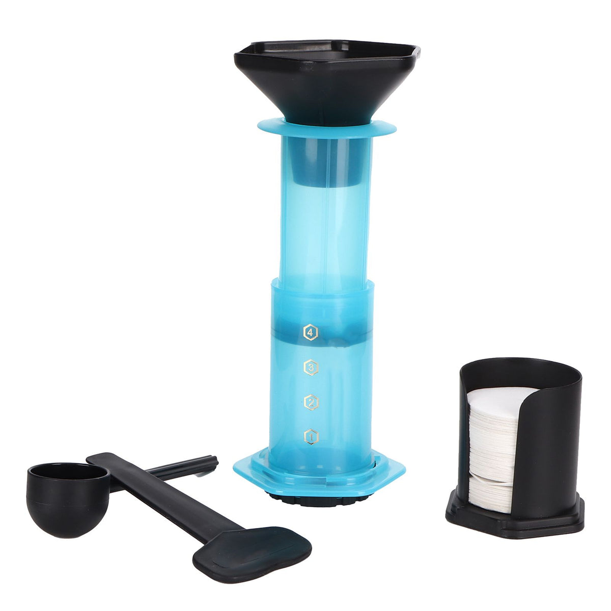 Coffee Press Portable Coffee Maker Household Press Drip Coffee Machine with 400Pcs Filter PaperBlue