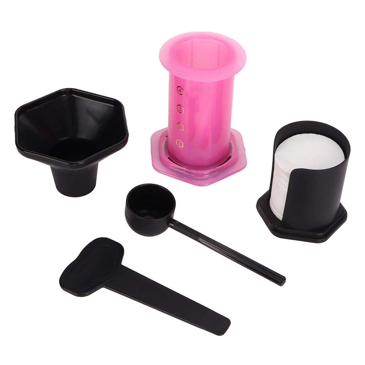 Coffee Press Portable Coffee Maker Household Press Drip Coffee Machine with 400Pcs Filter PaperPink