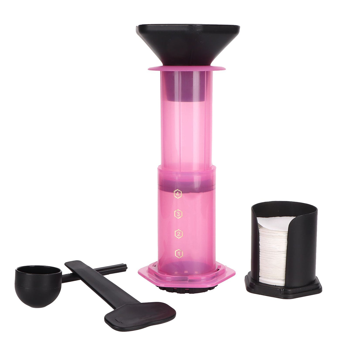 Coffee Press Portable Coffee Maker Household Press Drip Coffee Machine with 400Pcs Filter PaperPink