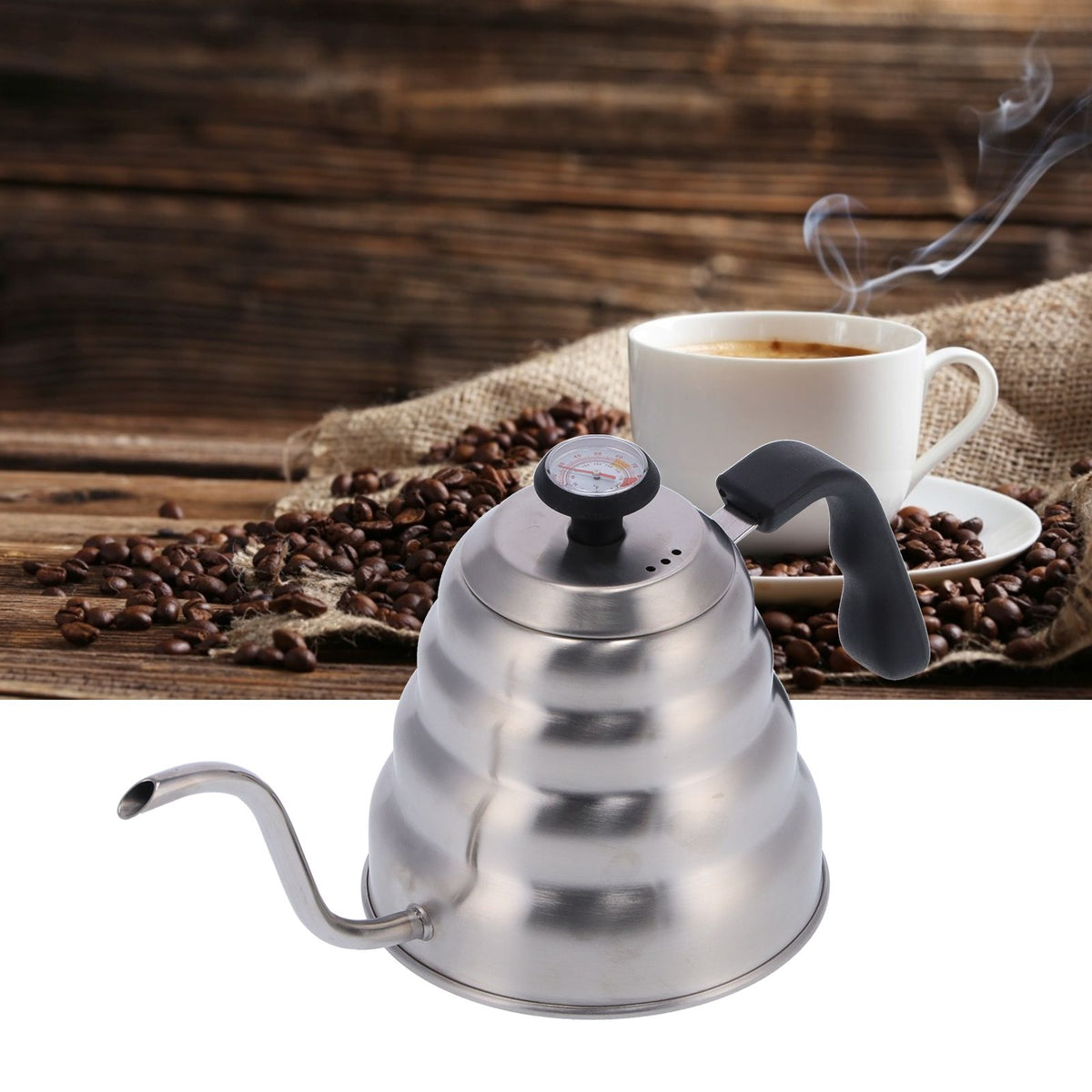 Coffee Pot 1200ML Stainless Steel Pot with Thermometer Gooseneck Hand Coffee Pot Coffee Utensils