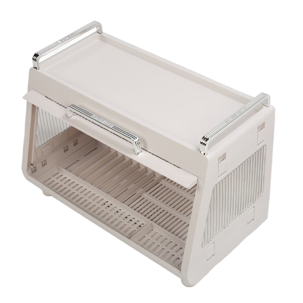 Dish Drying Rack Container with Lid Large Capacity 19x11x13in Sturdy Versatile Dish Drainer for Kitchen Bowls Plates White