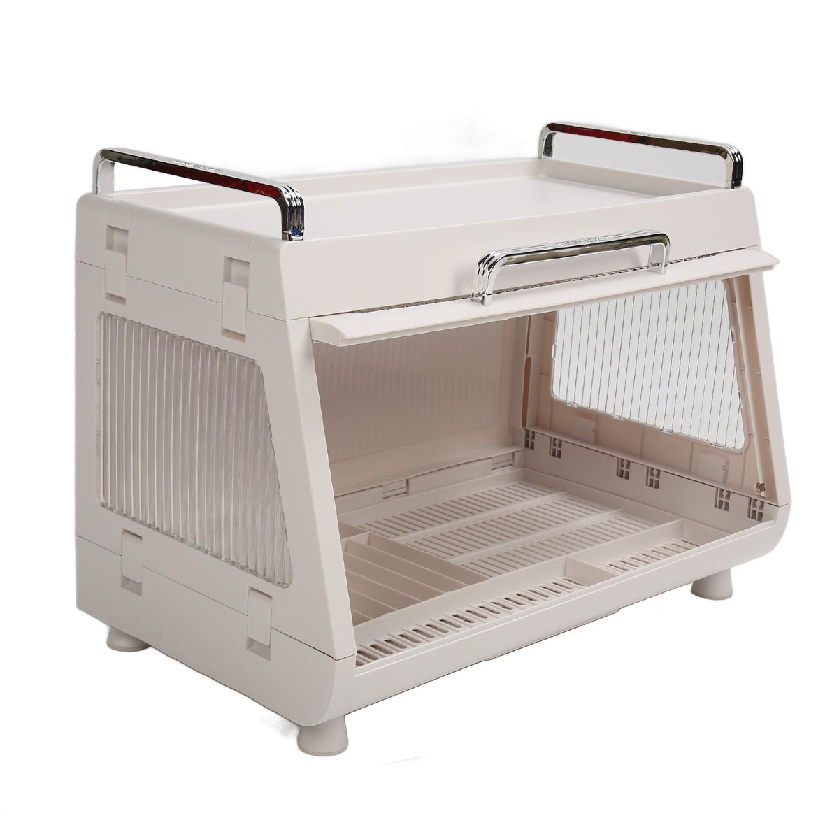 Dish Drying Rack Container with Lid Large Capacity 19x11x13in Sturdy Versatile Dish Drainer for Kitchen Bowls Plates White