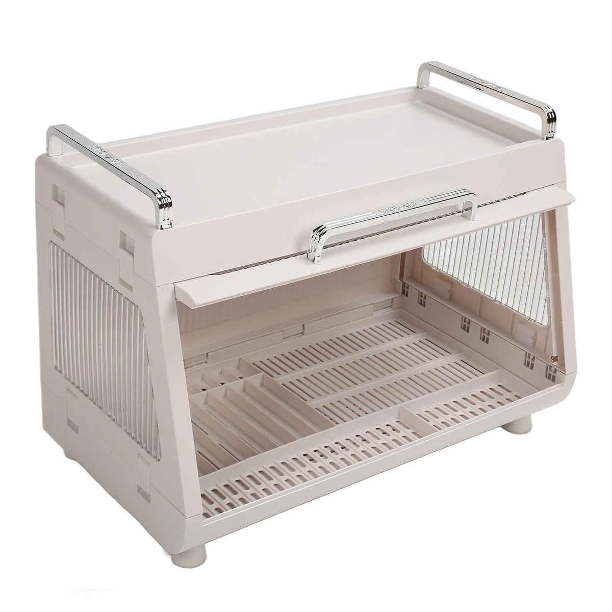 Dish Drying Rack Container with Lid Large Capacity 19x11x13in Sturdy Versatile Dish Drainer for Kitchen Bowls Plates White