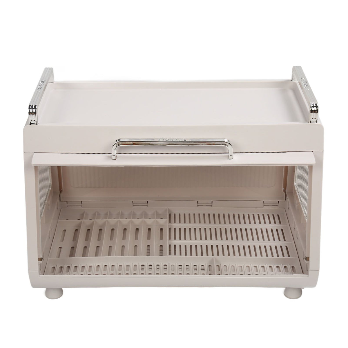 Dish Drying Rack Container with Lid Large Capacity 19x11x13in Sturdy Versatile Dish Drainer for Kitchen Bowls Plates White