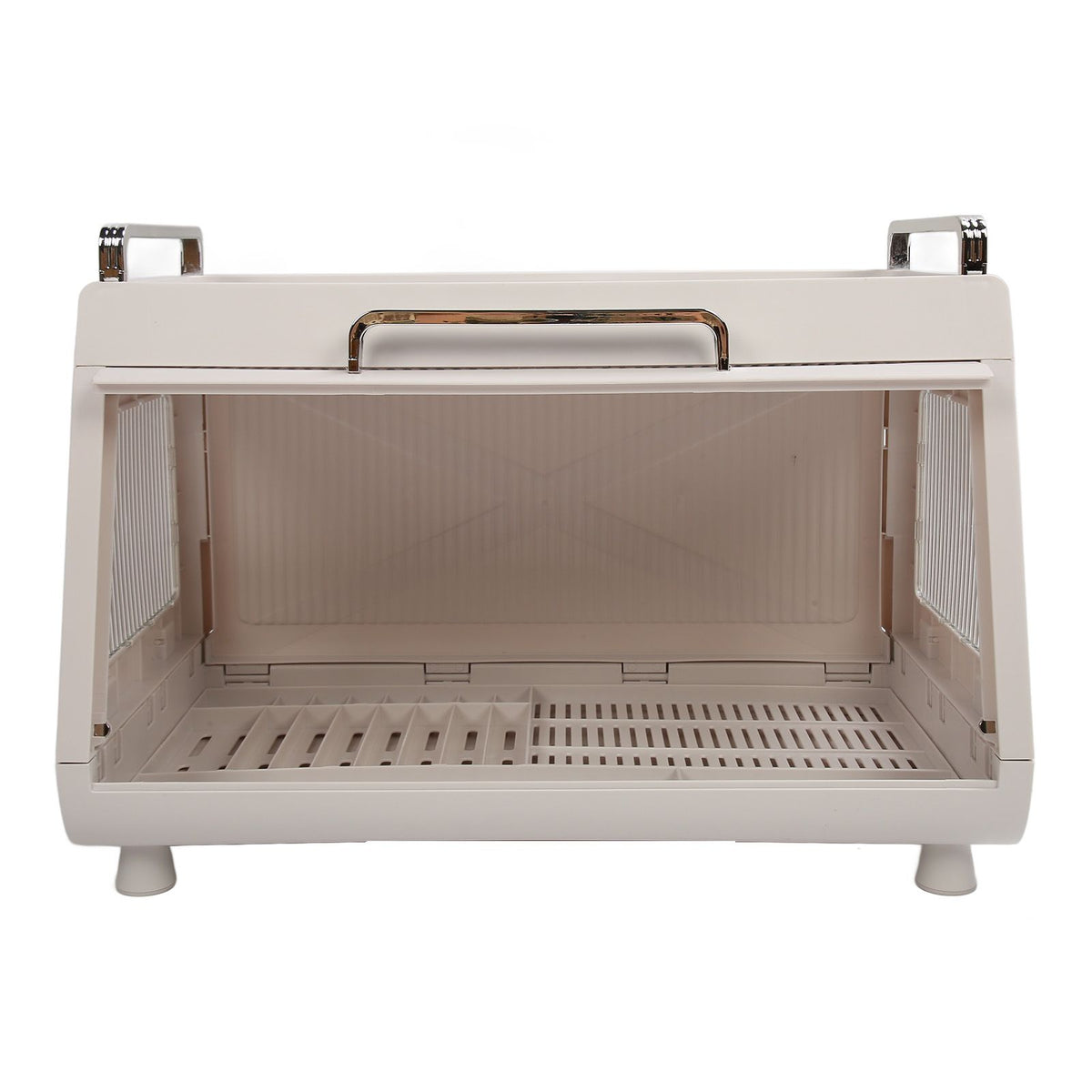Dish Drying Rack Container with Lid Large Capacity 19x11x13in Sturdy Versatile Dish Drainer for Kitchen Bowls Plates White