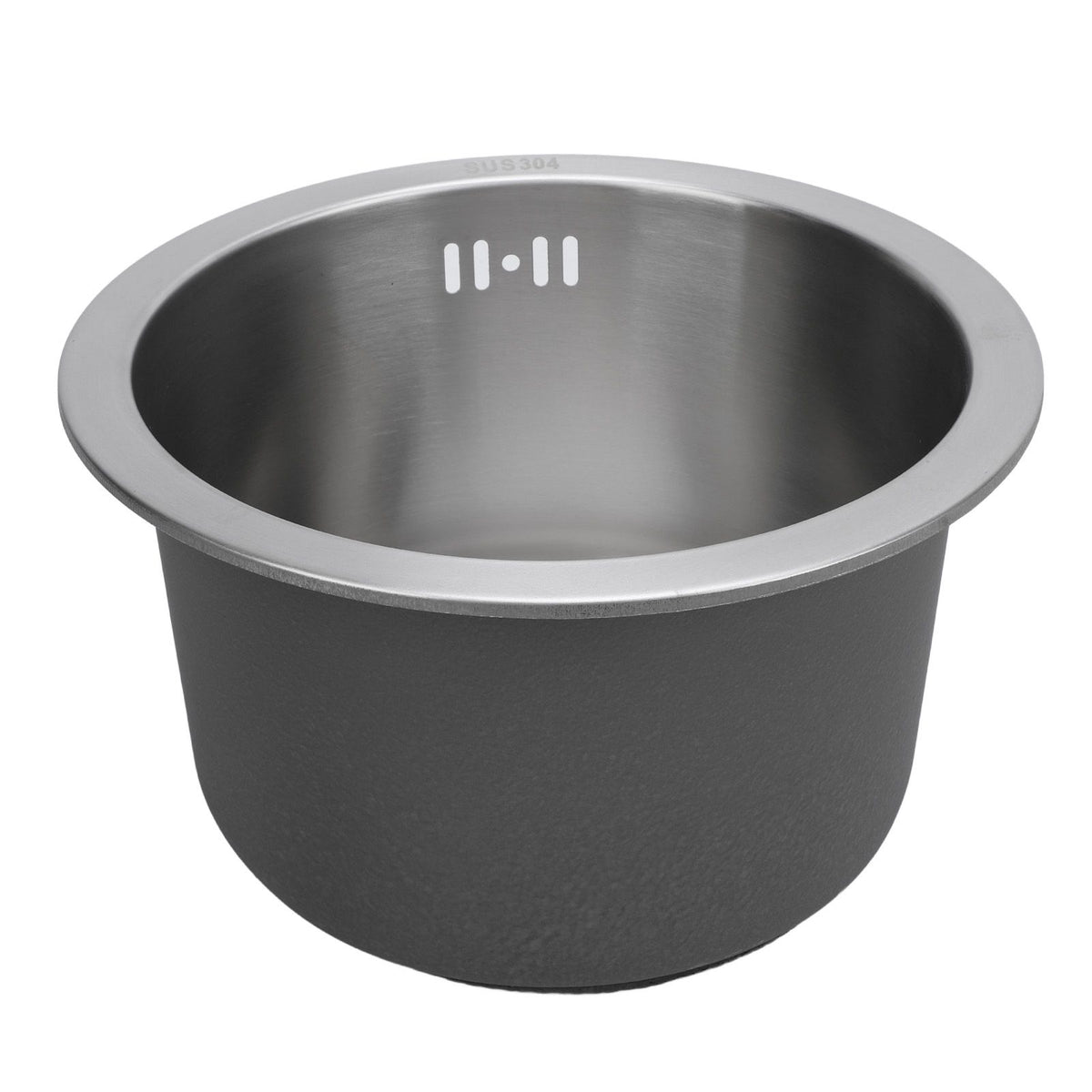 Kitchen Sink Undermount 304 Stainless Steel Single Bowl Mini Round Sink with Strainer 28cm Outer Diameter Brushed