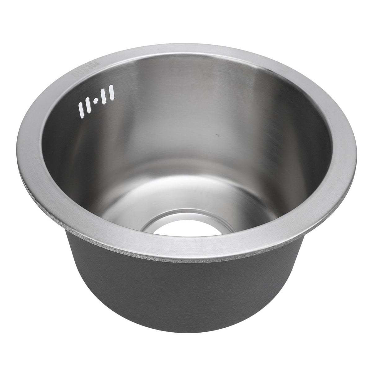 Kitchen Sink Undermount 304 Stainless Steel Single Bowl Mini Round Sink with Strainer 28cm Outer Diameter Brushed