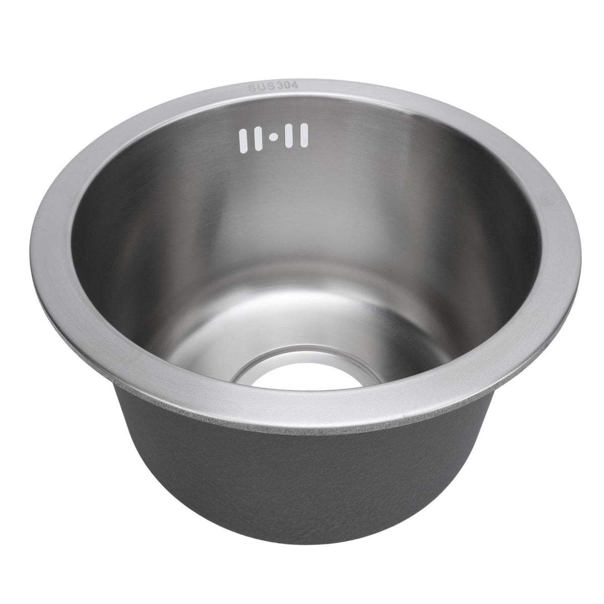 Kitchen Sink Undermount 304 Stainless Steel Single Bowl Mini Round Sink with Strainer 28cm Outer Diameter Brushed